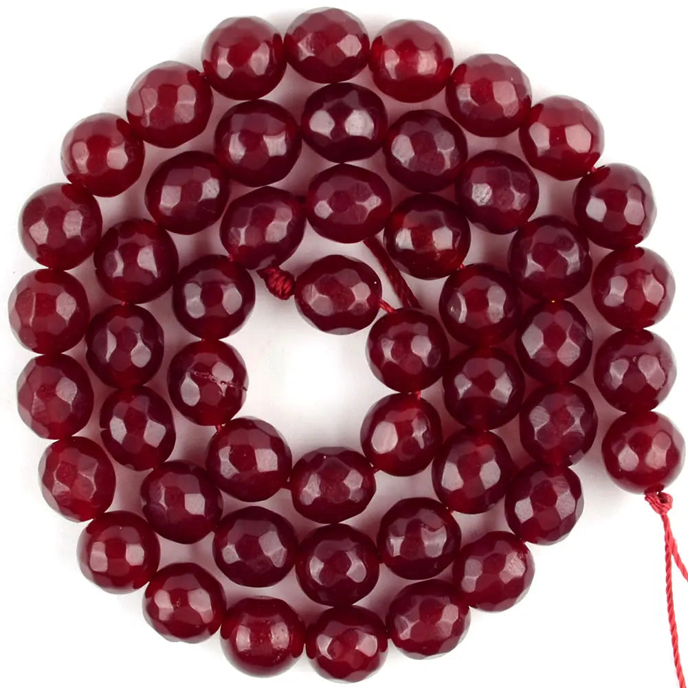Natural Faceted Ruby Jade Bead Strand (4/6/8/10/12mm)