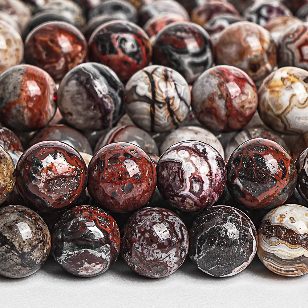 HQ Red Mexican Crazy Lace Agate Bead Strand (6/8/10mm)