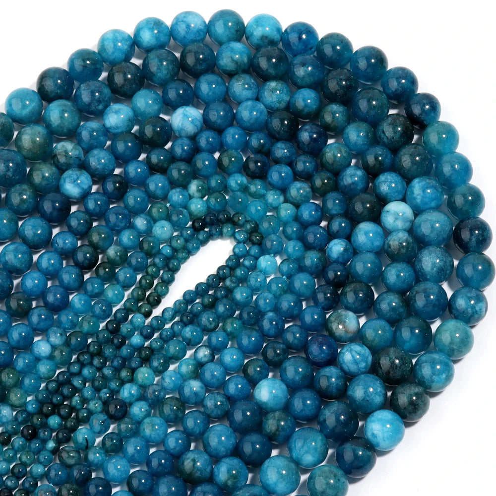 HQ Natural Blue Apatite Bead Strand (4/6/8/10/12mm)