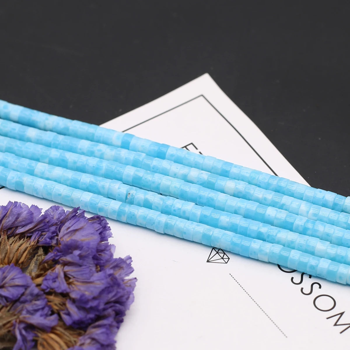 Natural Blue Agate Round Slice Round Coin Bead Strand