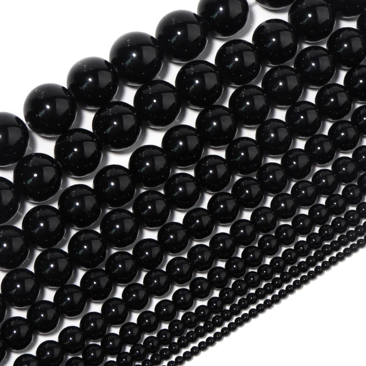 Natural HQ Black Onyx Bead Strand
