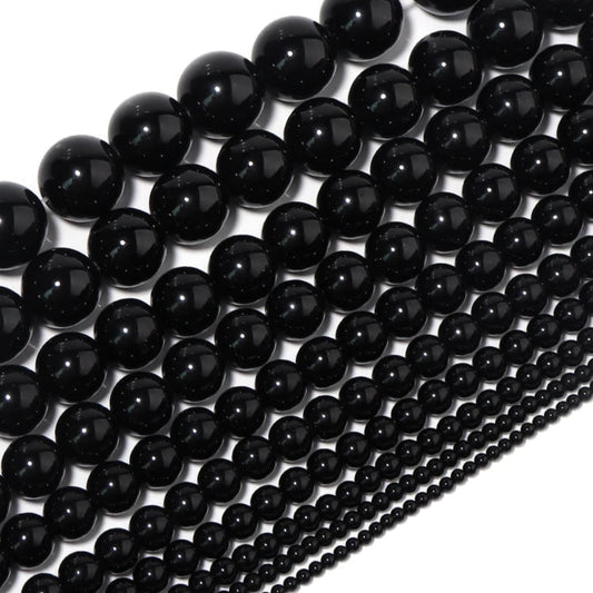 Natural HQ Black Onyx Bead Strand