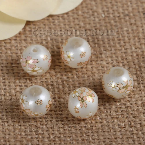 5PCs 10mm Glass Vintage Japanese Tensha Beads
