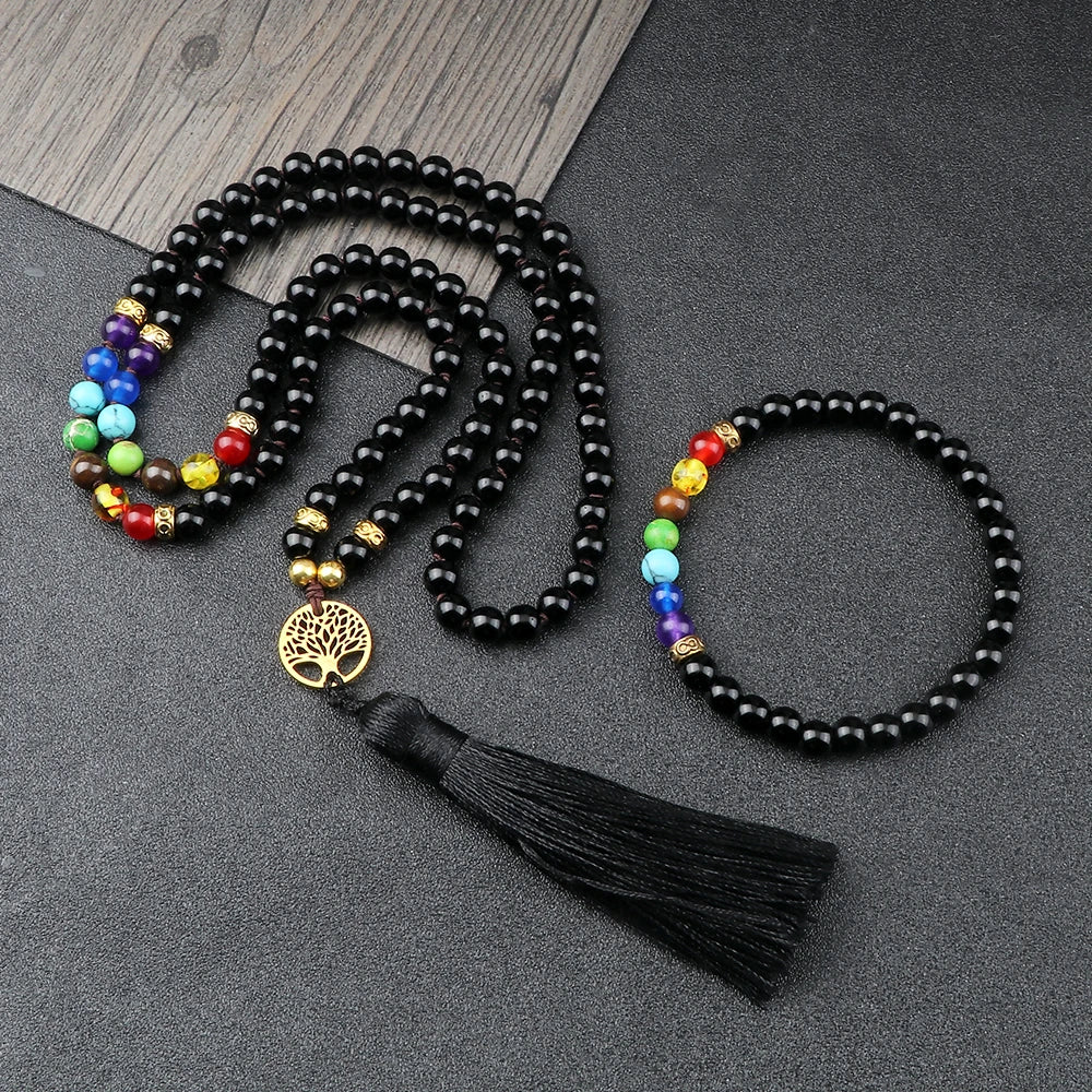 108 Japamala Beads 7 Chakra Necklace