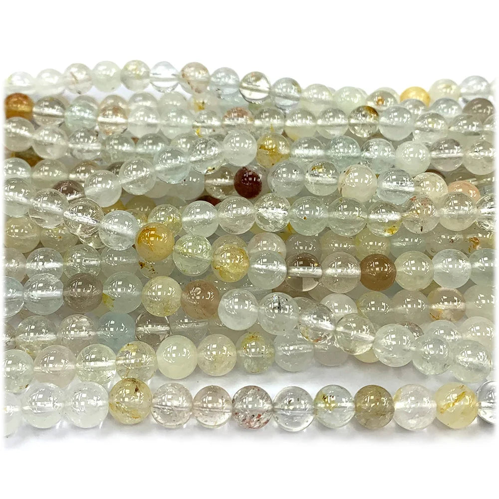 Natural Yellow/Clear Topaz Round Bead Srand