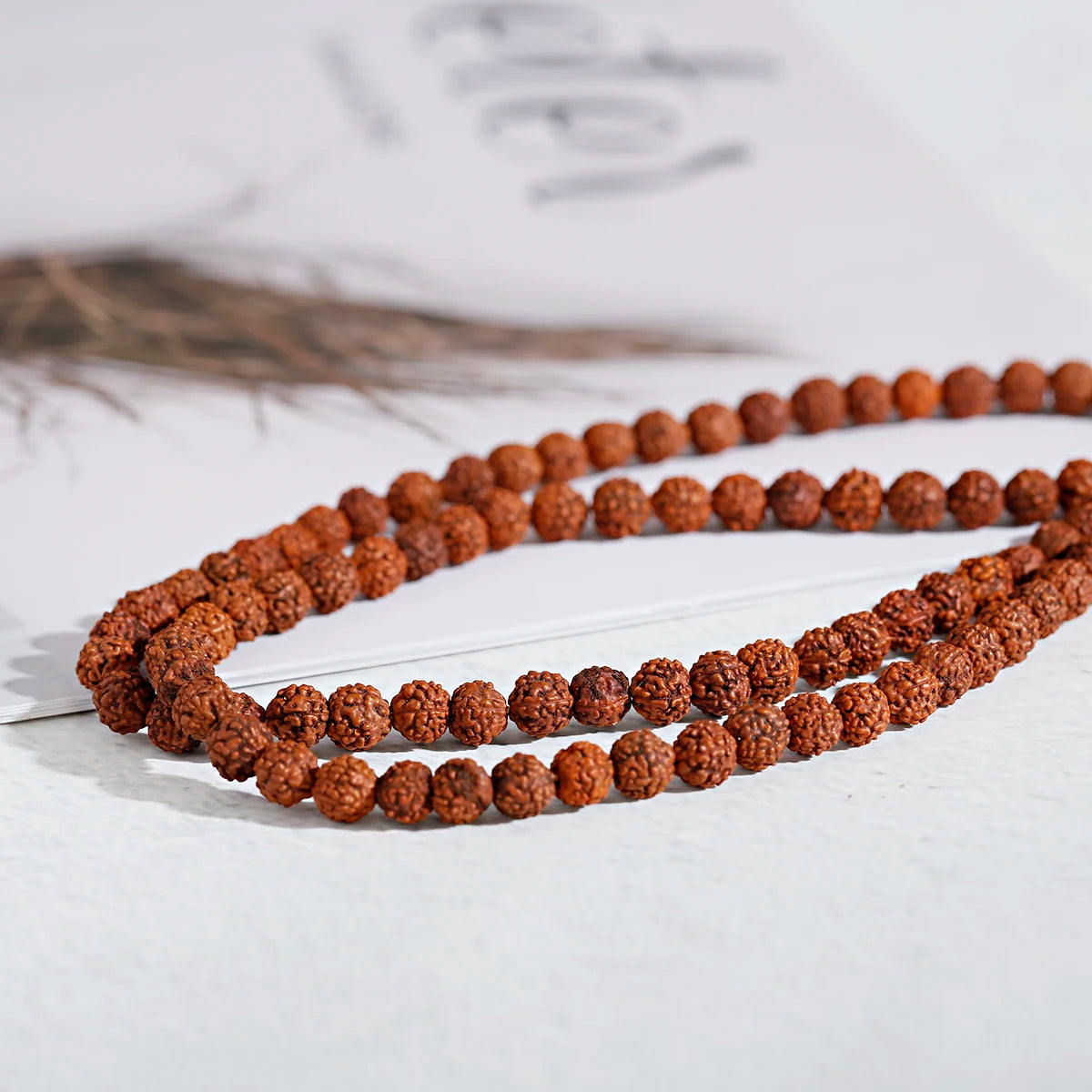 Natural Rudraksha Vajra Bodhi Bead Strand (108 Beads- 6/8/10/12mm)