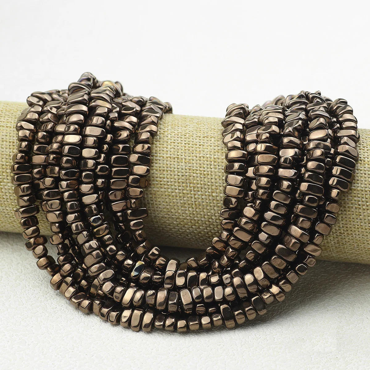 4-10mm Natural Irregular Gravel Coffee Color Hematite Bead Strand