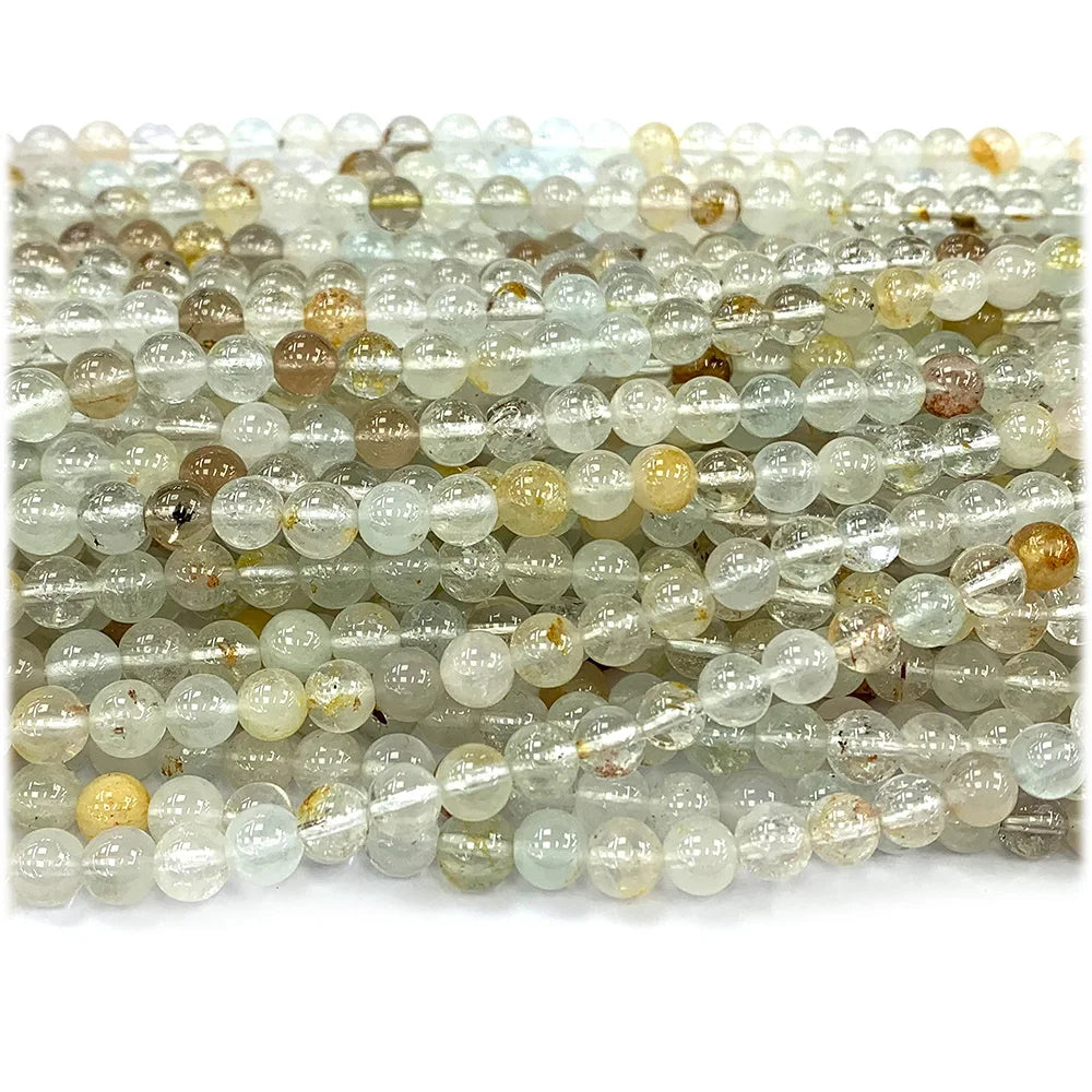Natural Yellow/Clear Topaz Round Bead Srand