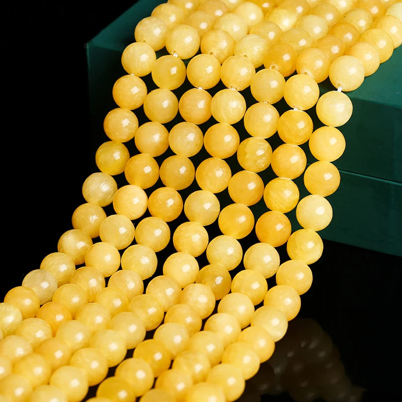 Natural Yellow Jade Bead Strand
