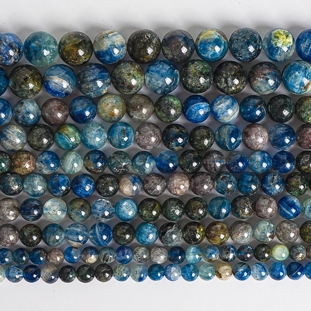 HQ Natural Deep Green Blue Kyanite Bead Strand (5-12mm)