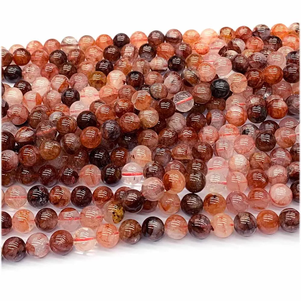 Natural Red Himalayan Crystal Round Bead Stran