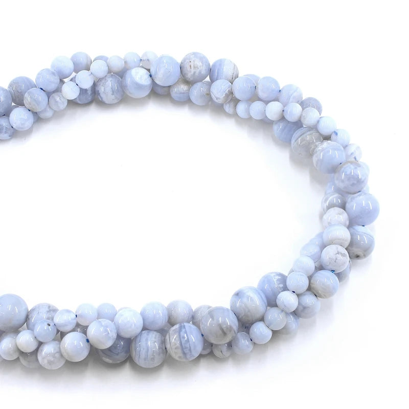 HQ Natural Stone Blue Lace Agate Bead Strand