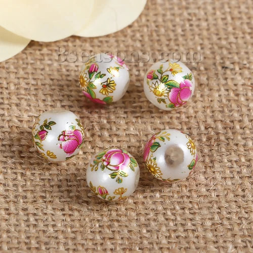 5PCs 10mm Glass Vintage Japanese Tensha Beads
