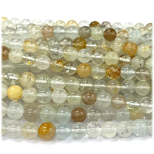 Natural Yellow/Clear Topaz Round Bead Srand