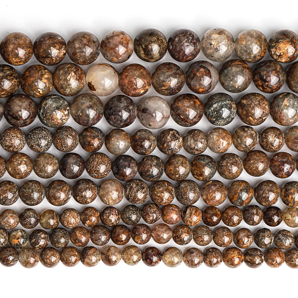 Natural Brown Gold Leaf Jasper Bead Strand