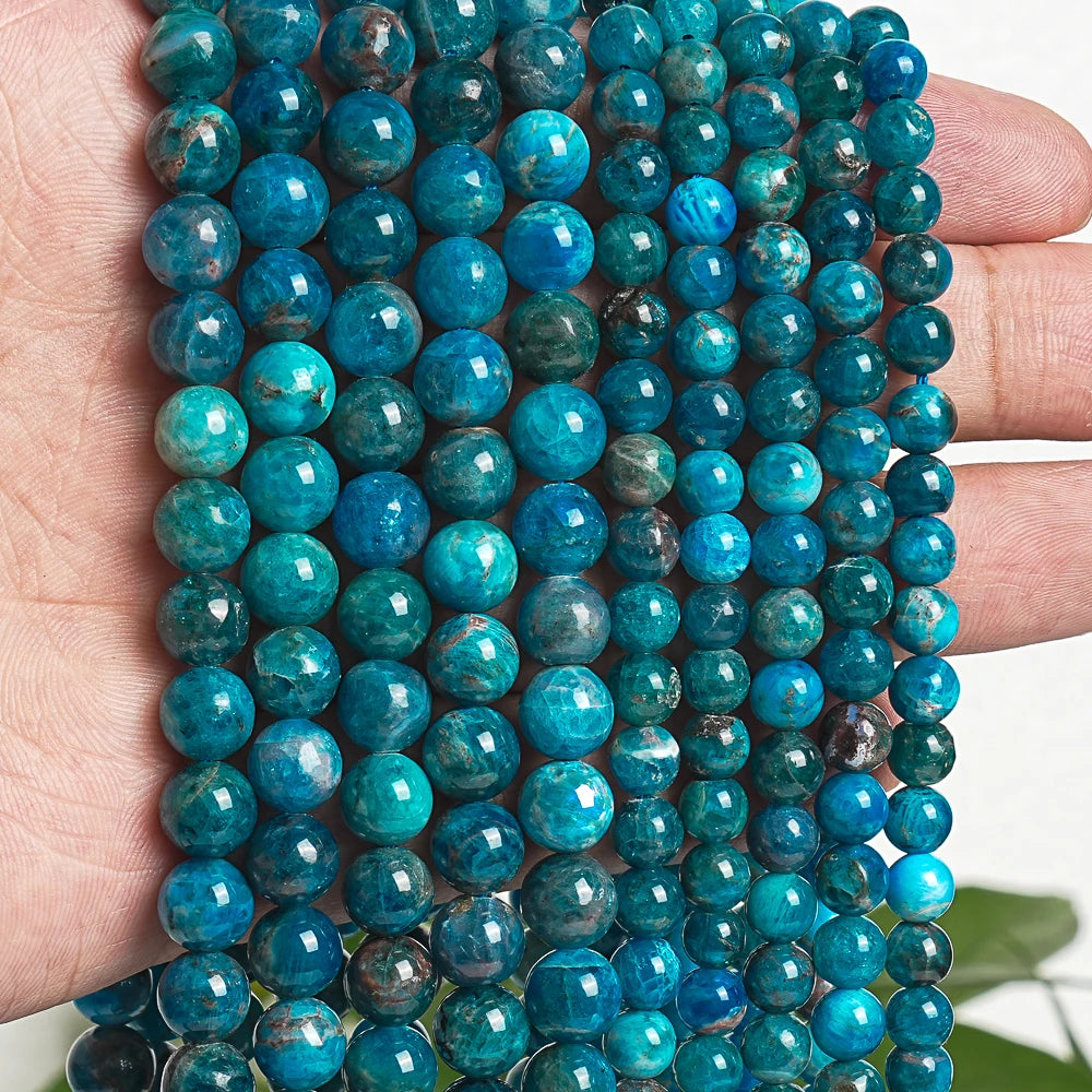 HQ Natural Bright Blue Apatite Bead Strand (6/8mm)