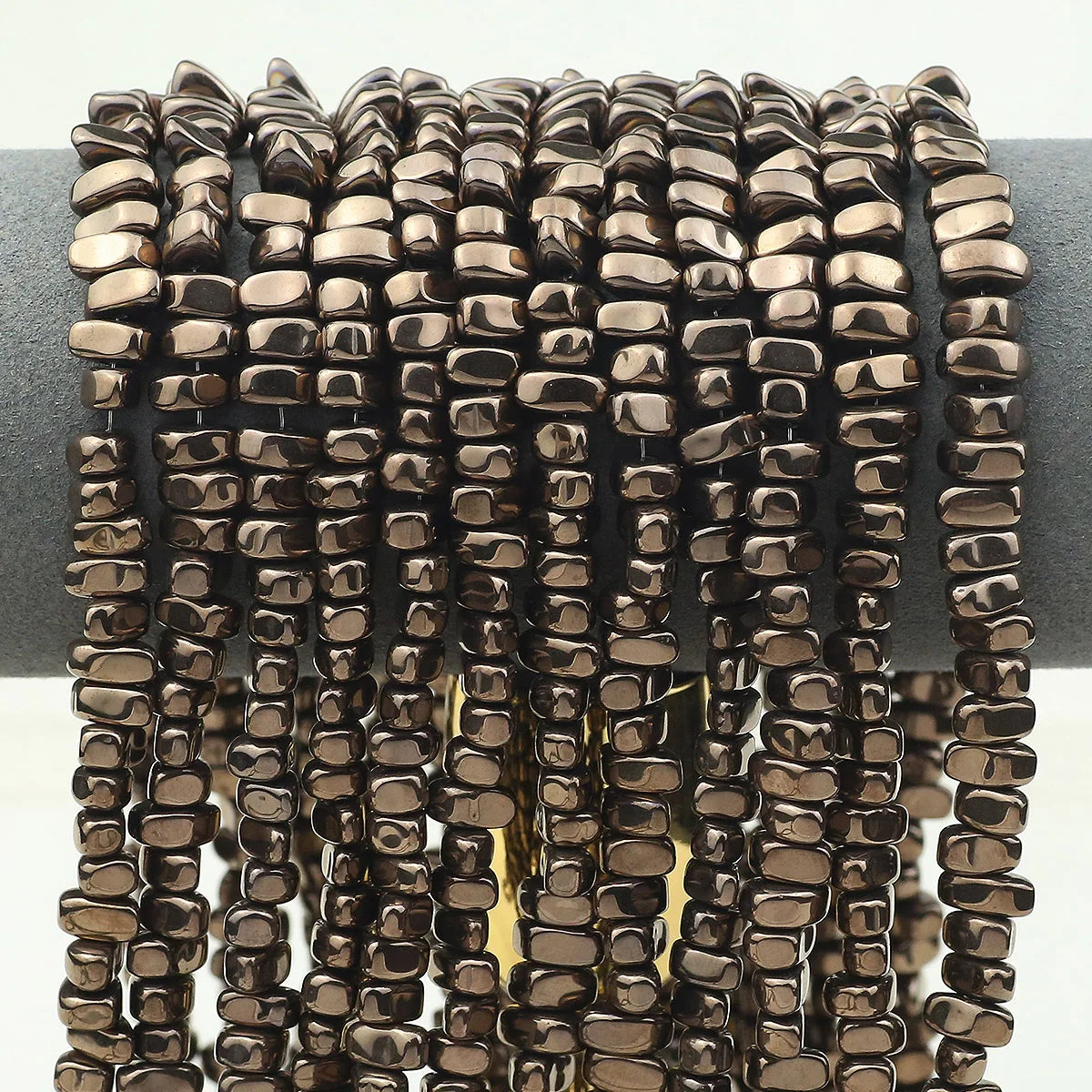 4-10mm Natural Irregular Gravel Coffee Color Hematite Bead Strand
