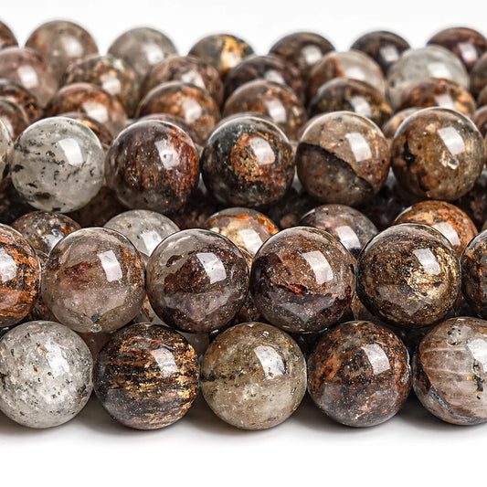 Natural Brown Gold Leaf Jasper Bead Strand