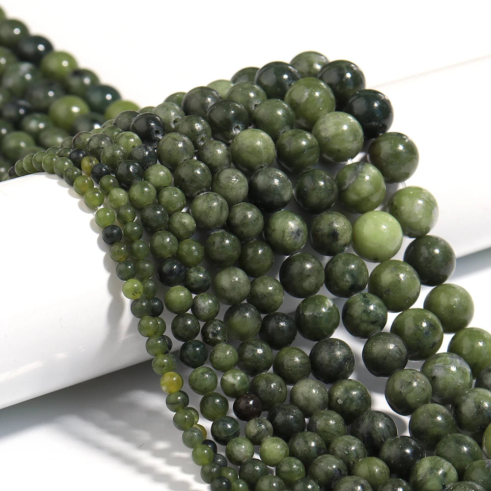 HQ Natural Deep Green Southern Jade Bead Strand (4/6/8/10/12mm)
