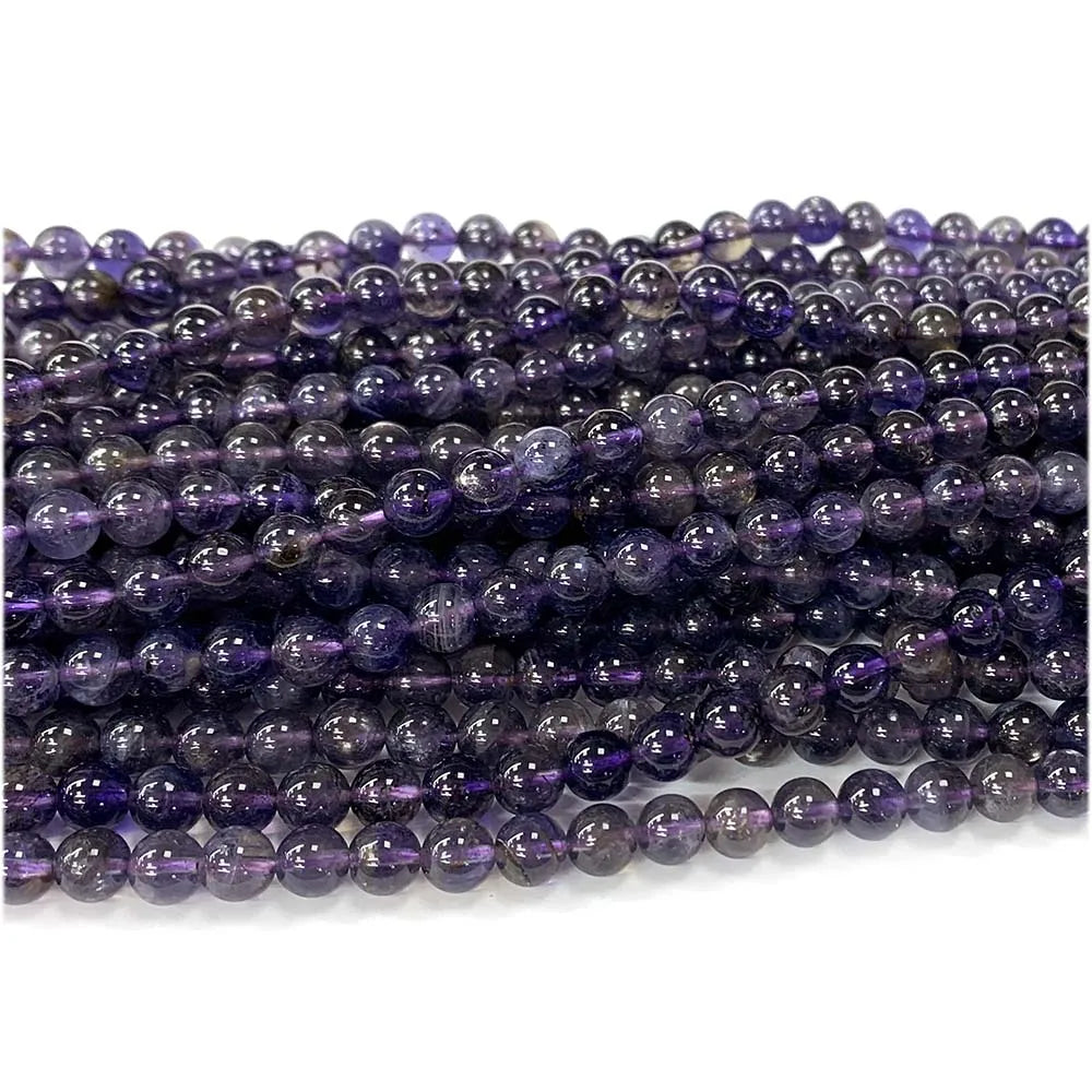 Natural Blue/Purple Iolite Round Bead Strand