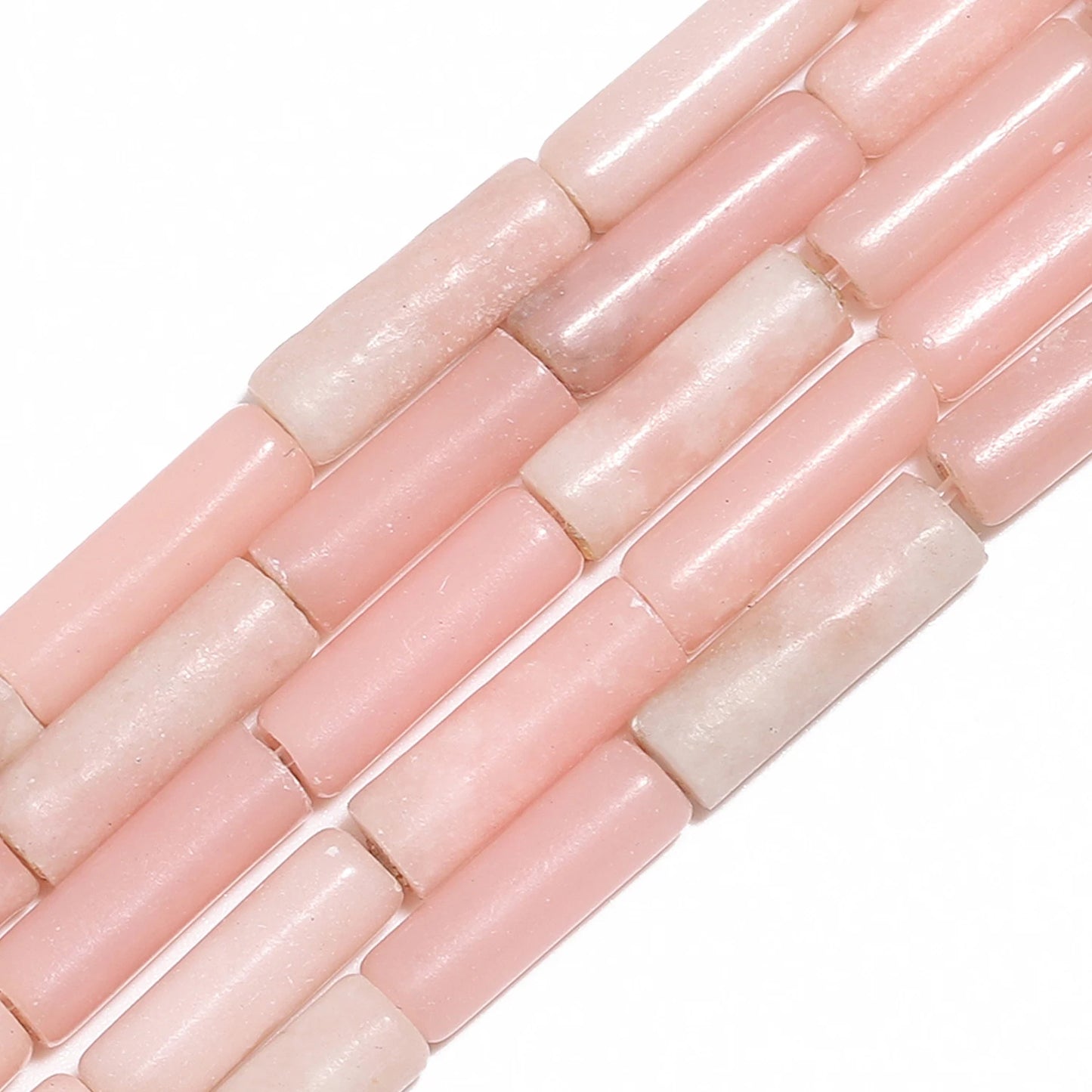 Natural Pink Opal Tube Beads (13x4mm, 30pcs)
