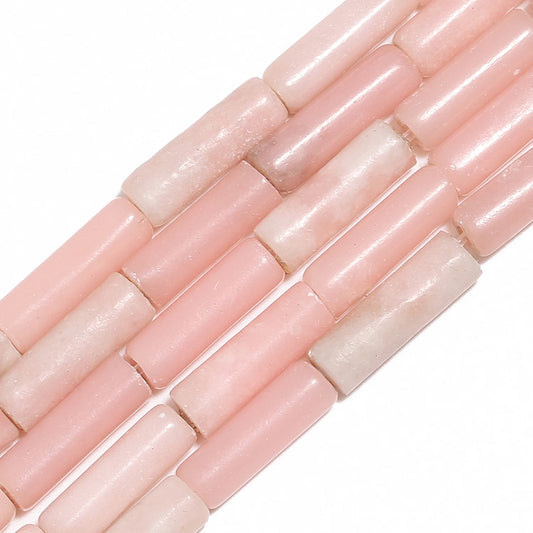 Natural Pink Opal Tube Beads (13x4mm, 30pcs)