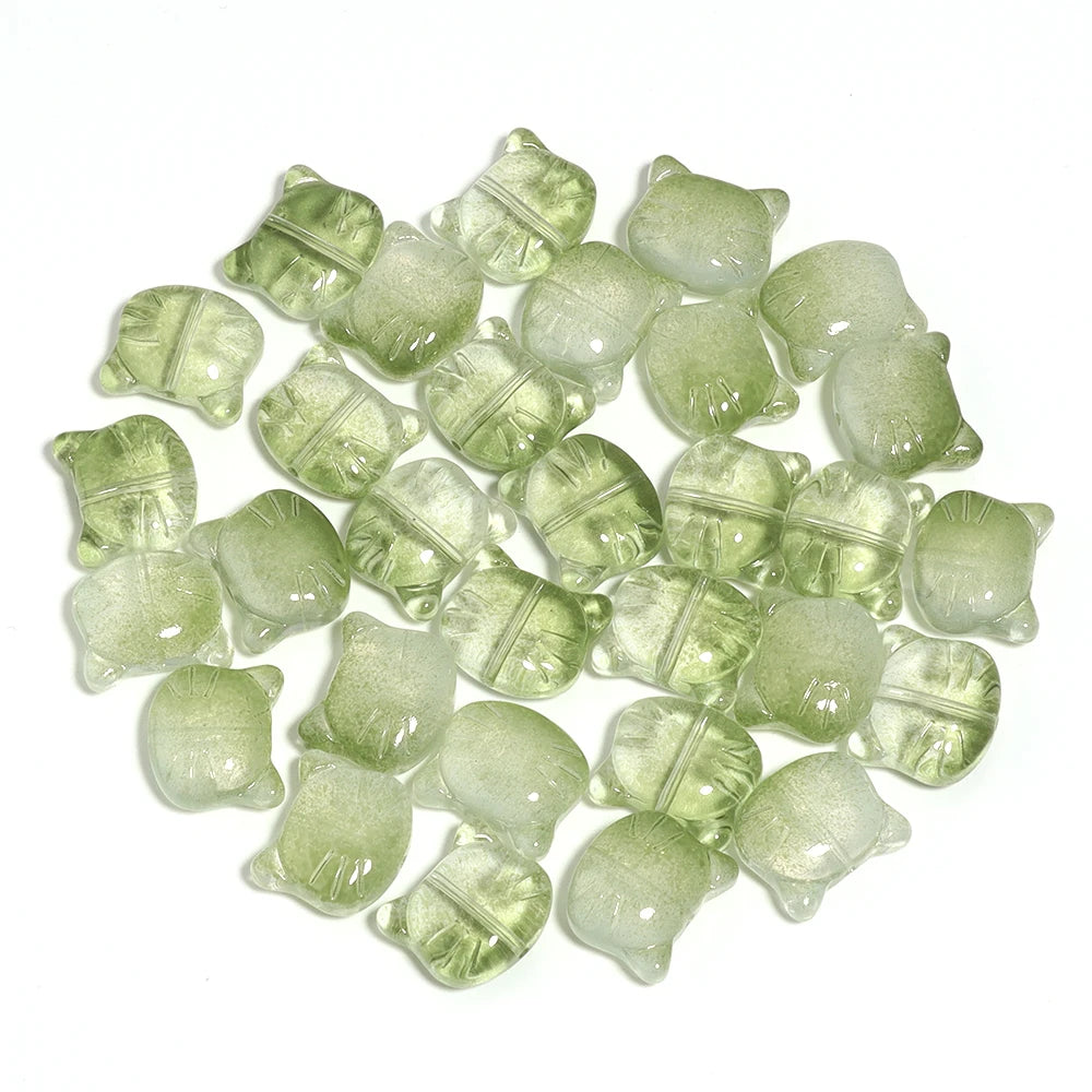 30Pcs Lampwork Glass Cat Head Beads
