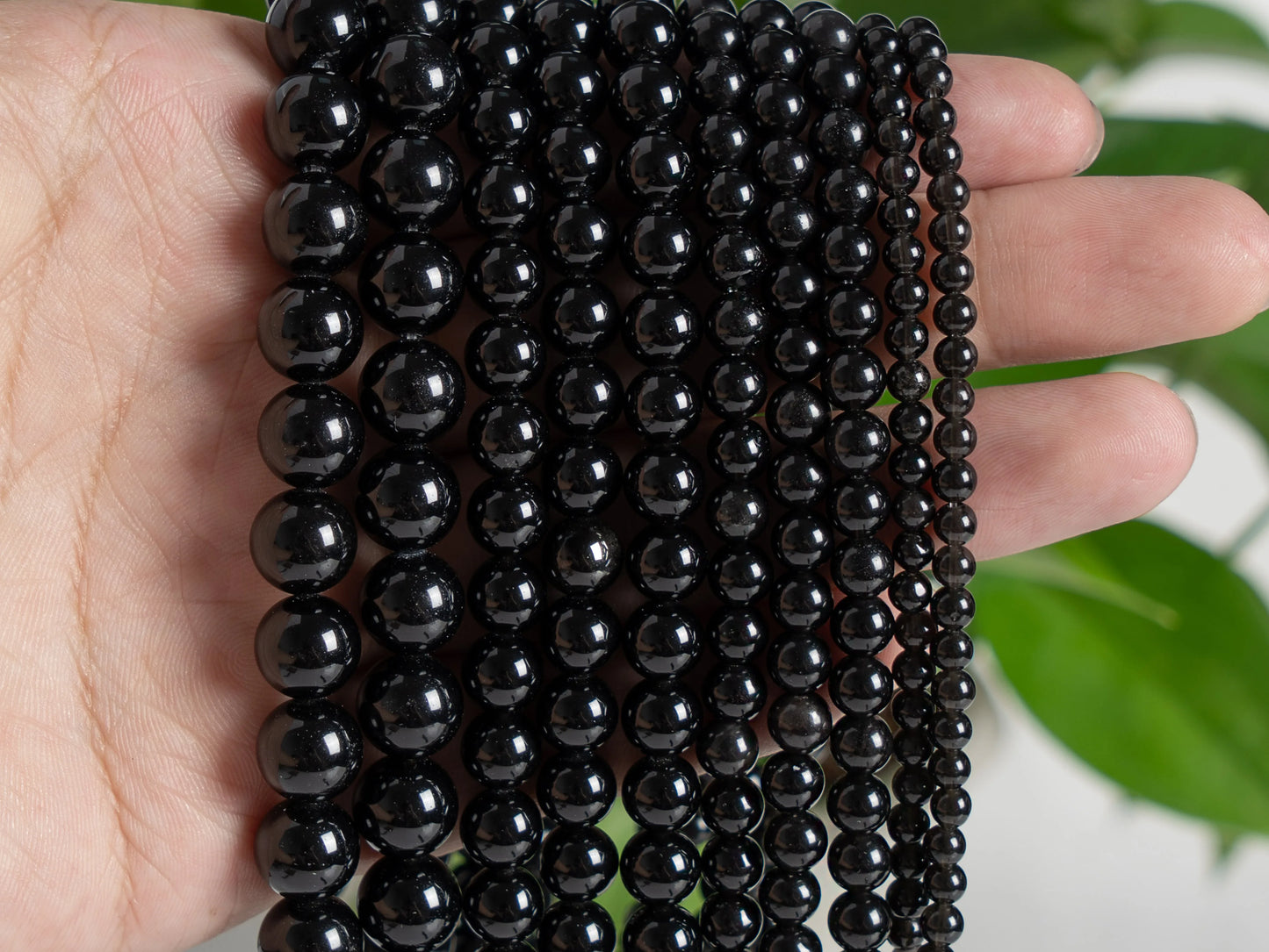 HQ Black Obsidian Bead Strand