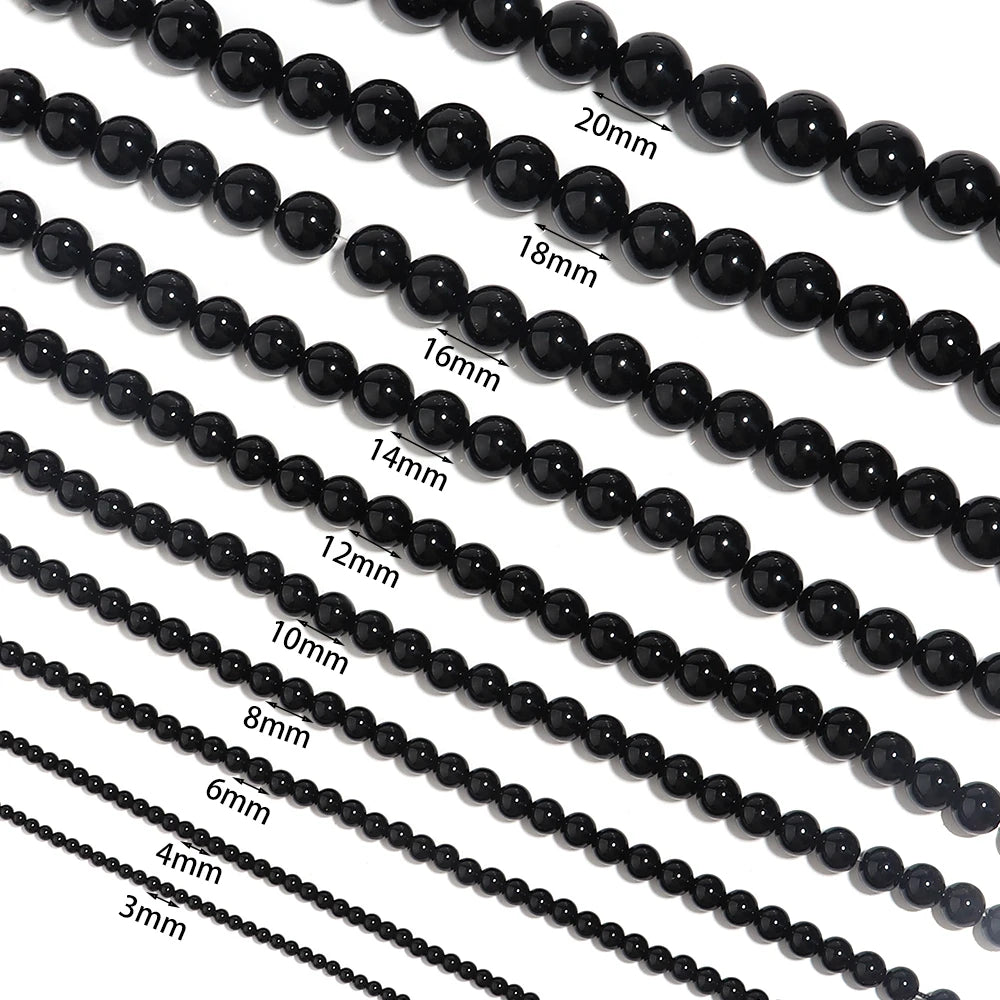 Natural HQ Black Onyx Bead Strand