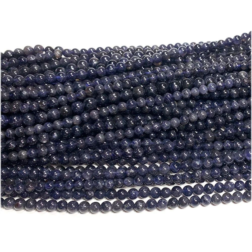 Natural Blue/Purple Iolite Round Bead Strand