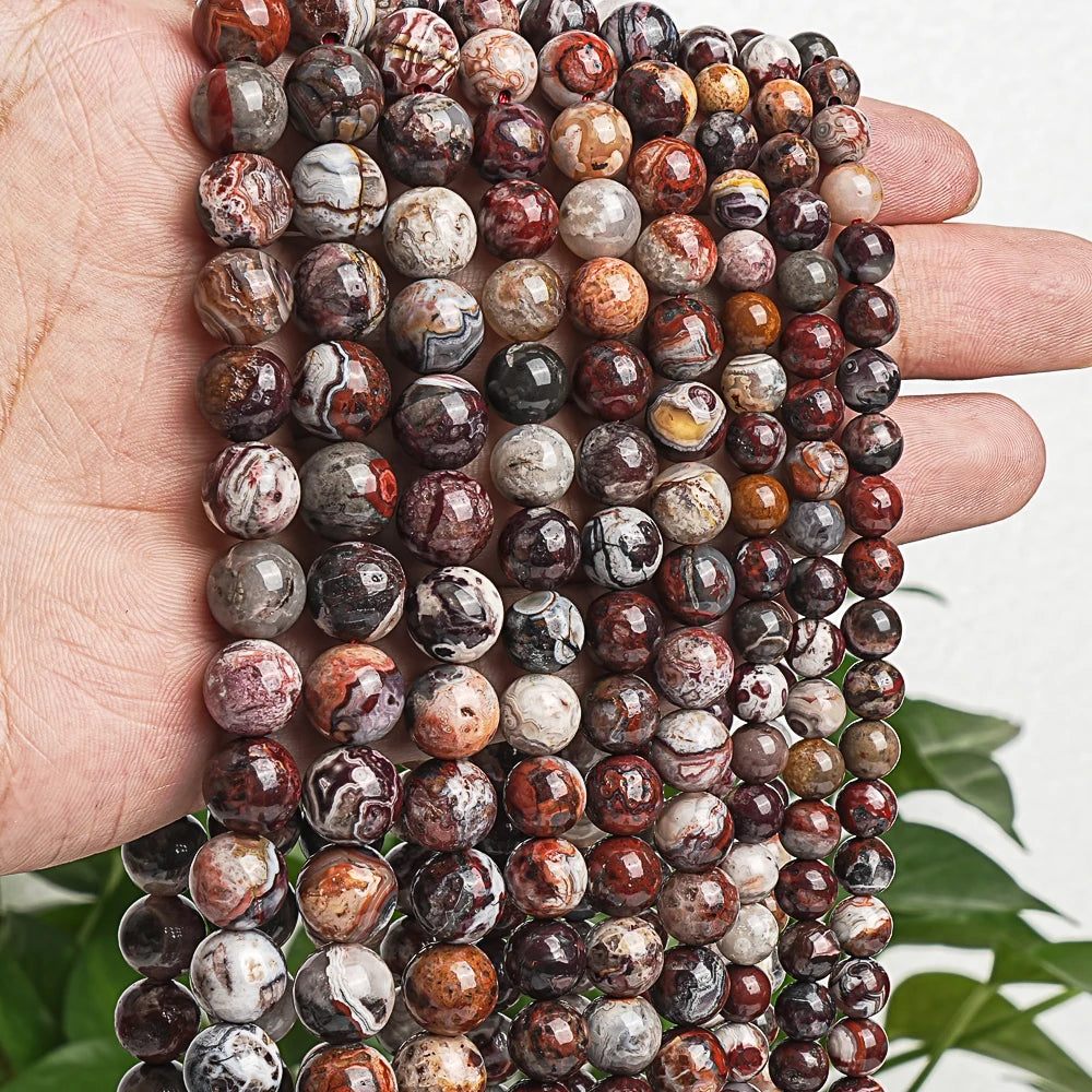 HQ Red Mexican Crazy Lace Agate Bead Strand (6/8/10mm)