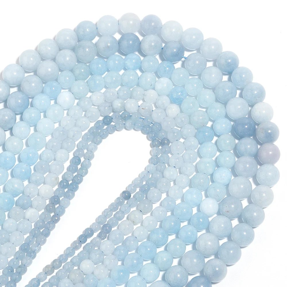 Natural Aquamarine Stone Bead Strand