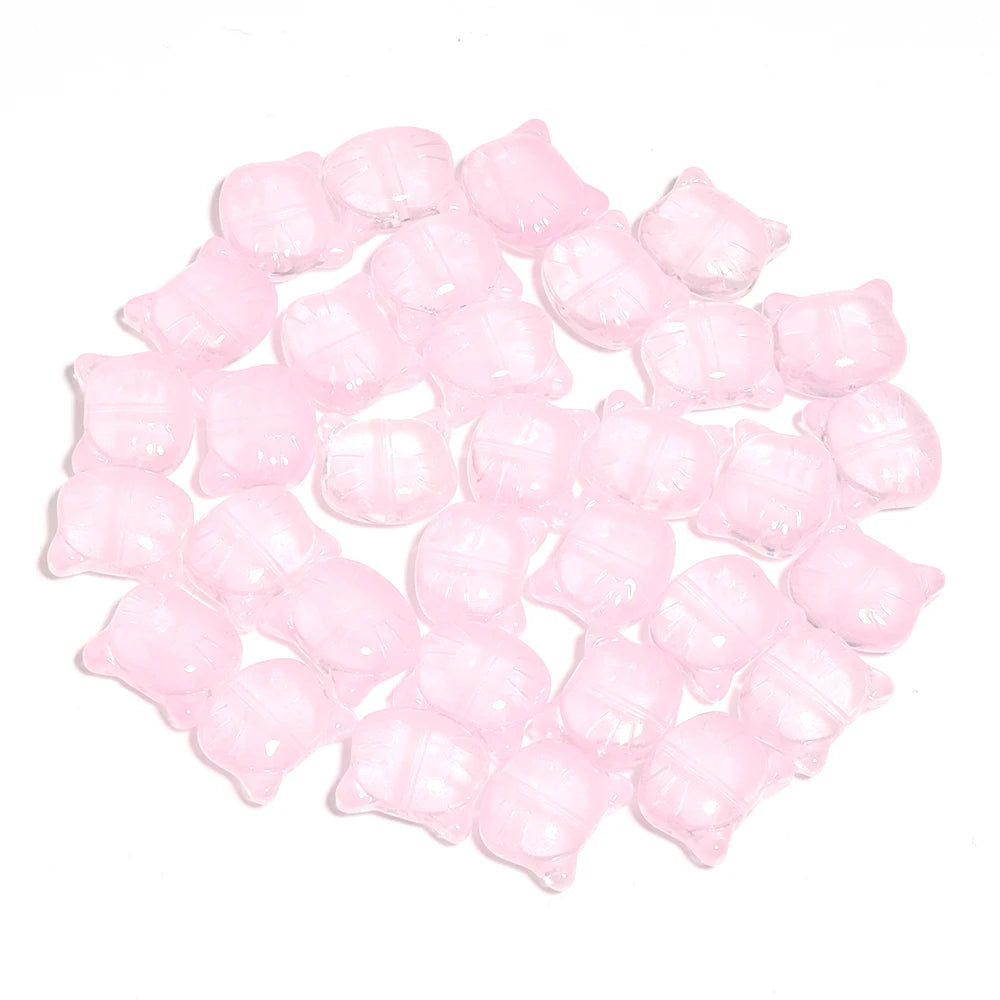 30Pcs Lampwork Glass Cat Head Beads