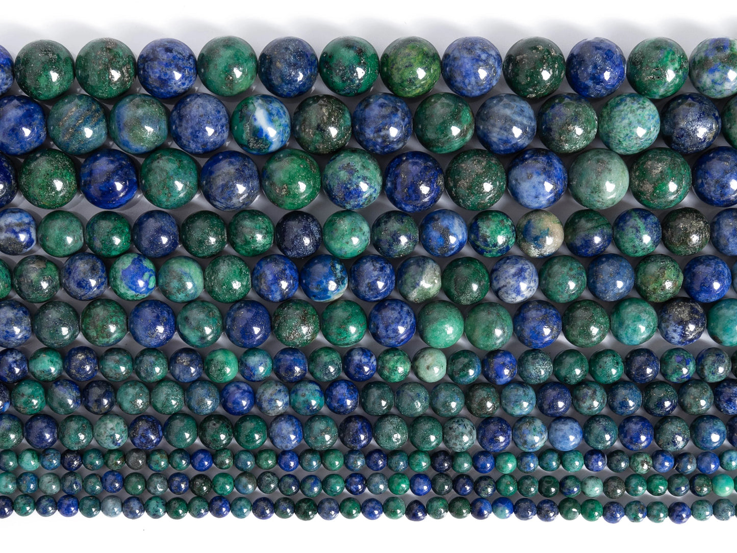 HQ Natural Malachite and Azurite Bead Strand
