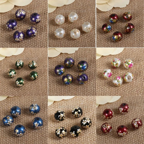 5PCs 10mm Glass Vintage Japanese Tensha Beads
