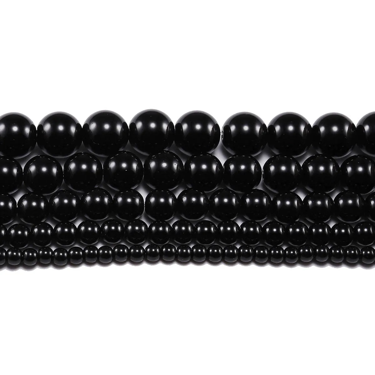 Natural Black Agate Bead Strand