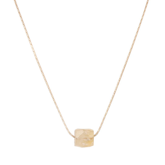Natural Raw Citrine Cube Necklace
