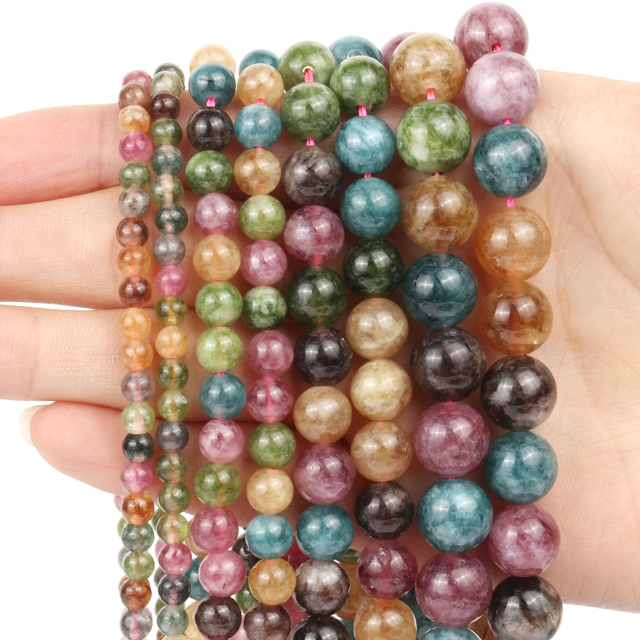 Multicolor Tourmaline Bead Strand (4/6/8/10mm)