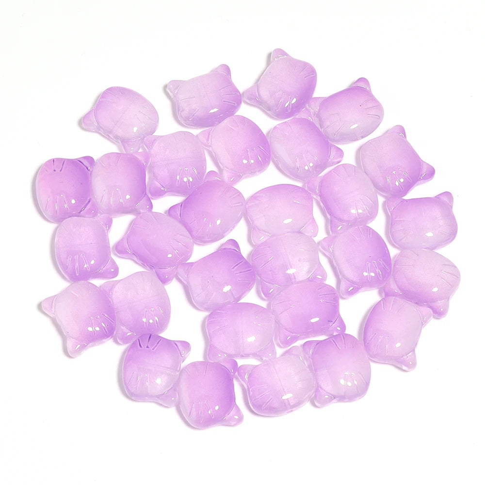 30Pcs Lampwork Glass Cat Head Beads