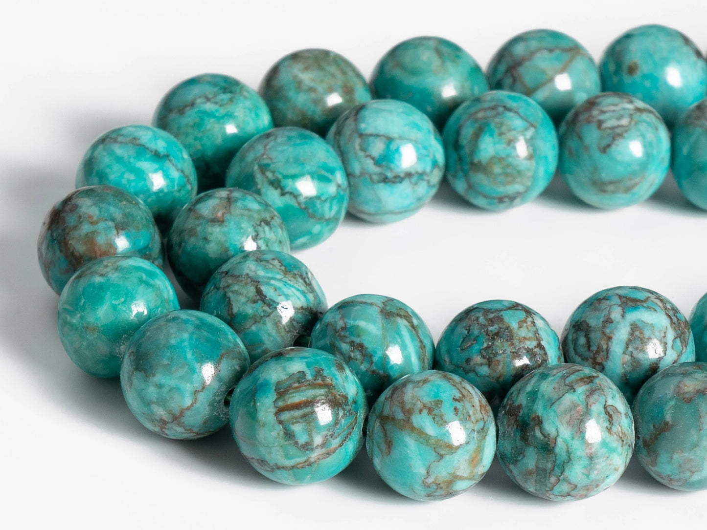 HQ Peacock Green Magnesite Bead Strand
