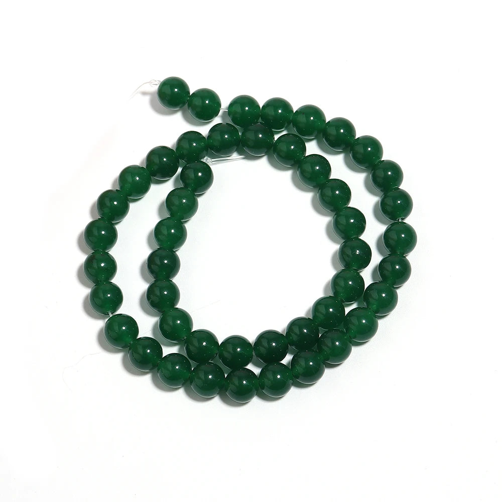 Forest Green Chalcedony Bead Strand