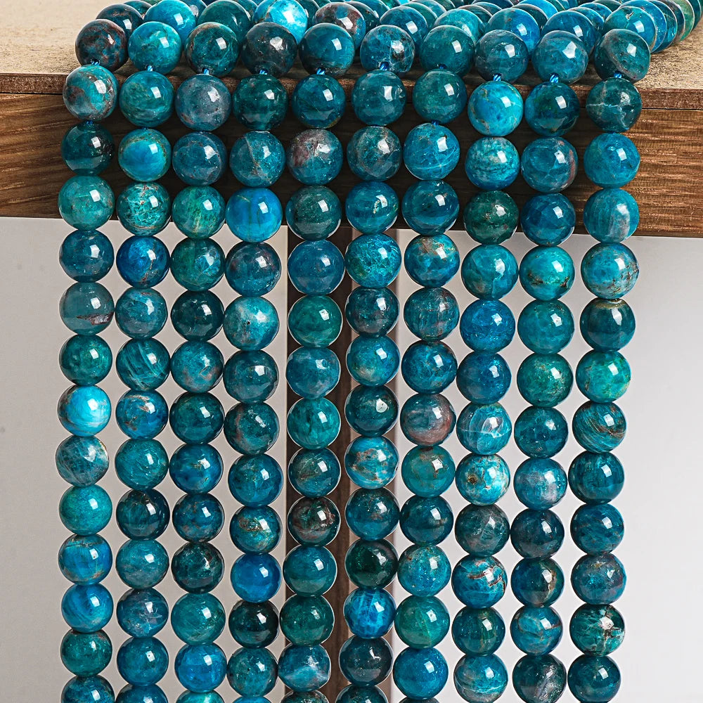 HQ Natural Bright Blue Apatite Bead Strand (6/8mm)
