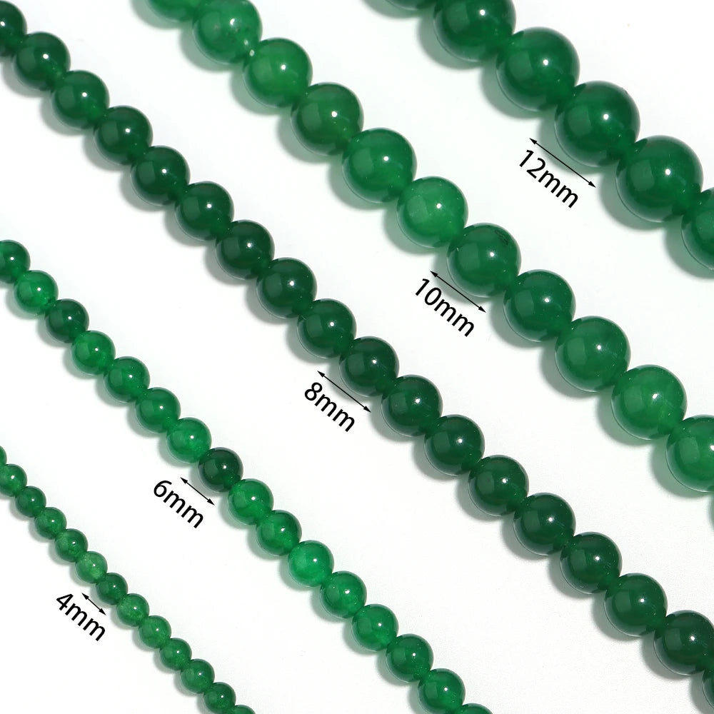 Forest Green Chalcedony Bead Strand