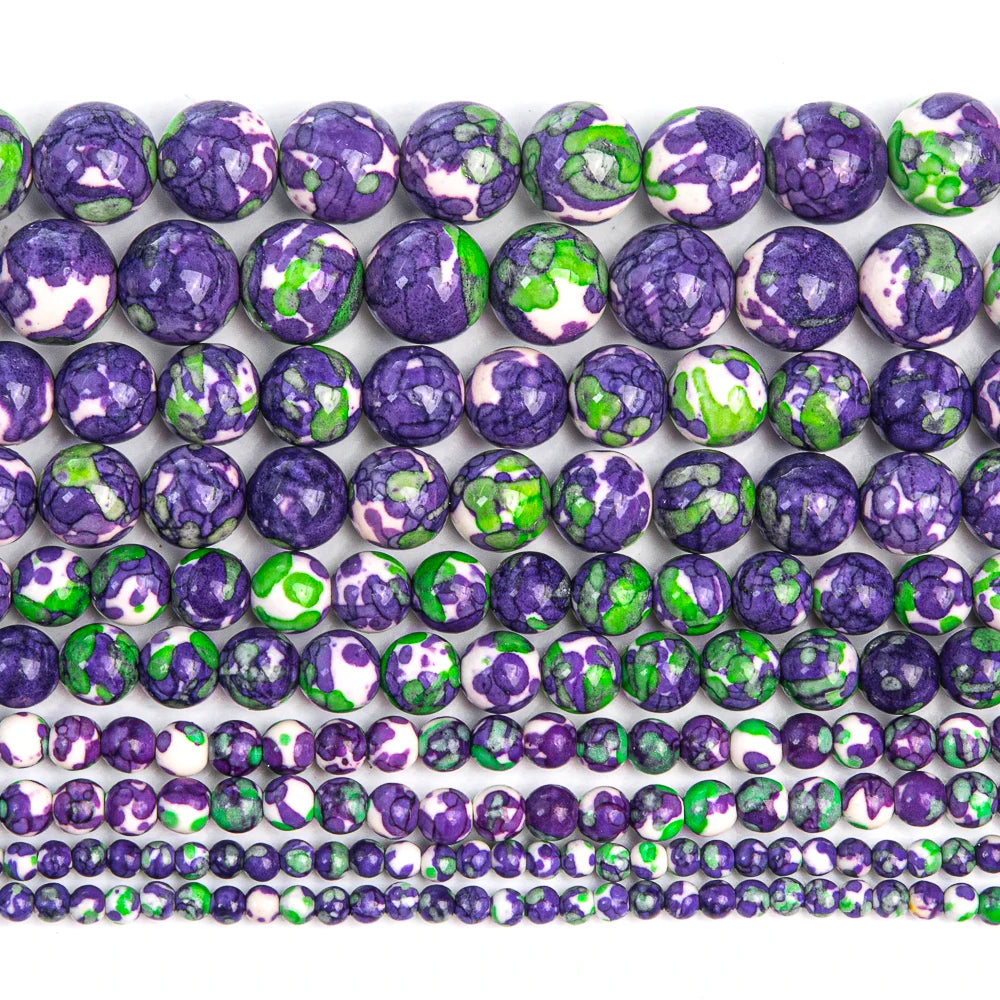 Purple Green Rain Flower Bead Strand