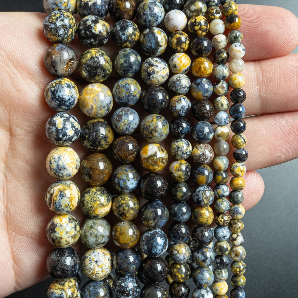 HQ Natural Blue Ocean Agate Bead Strand (4/6/8/10mm)