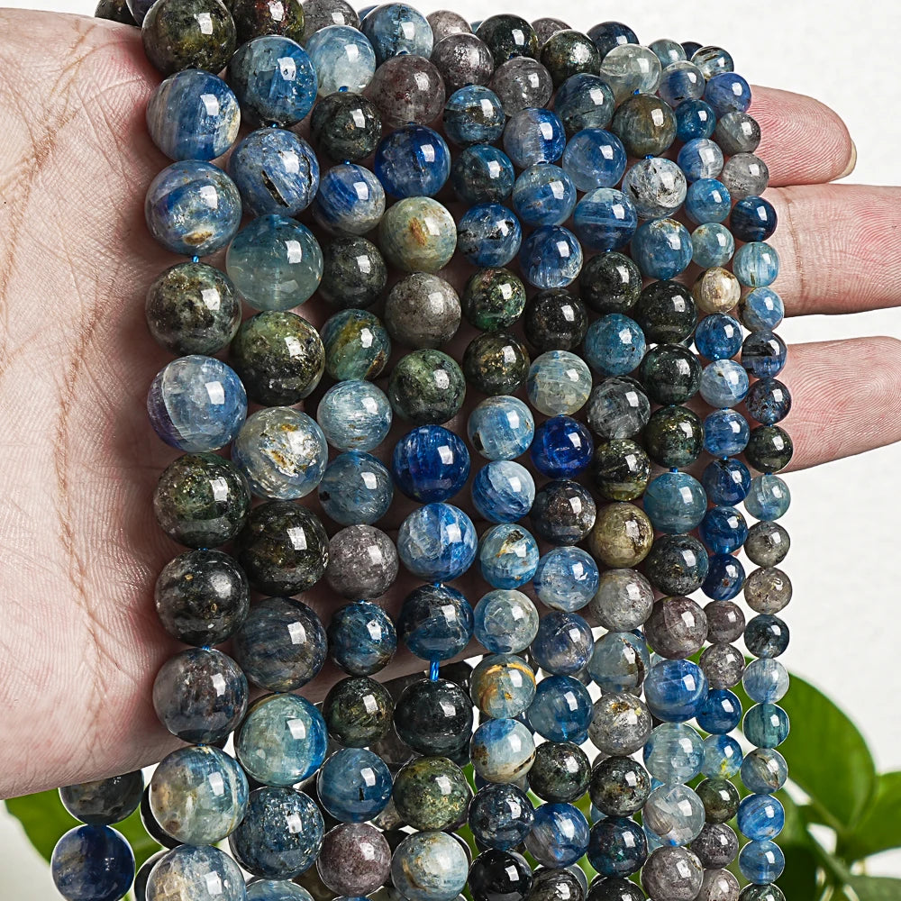 HQ Natural Deep Green Blue Kyanite Bead Strand (5-12mm)