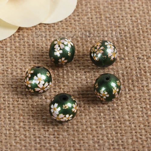 5PCs 10mm Glass Vintage Japanese Tensha Beads