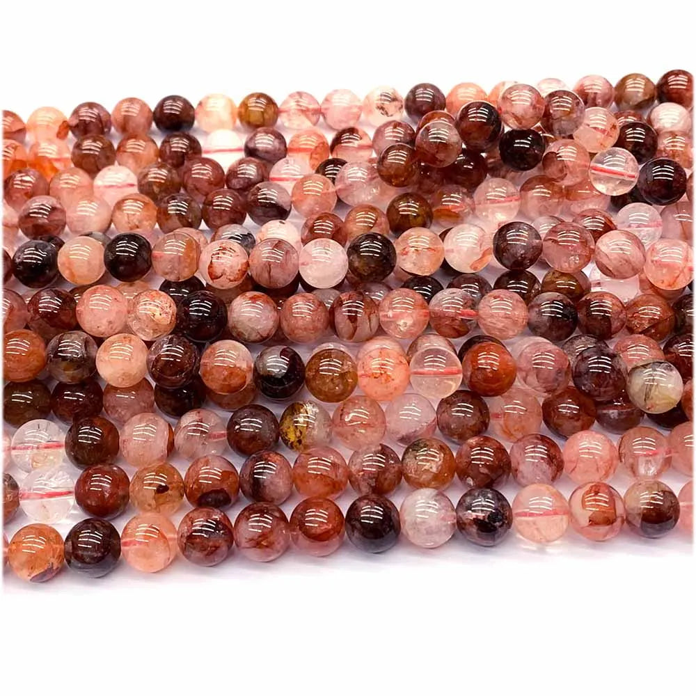 Natural Red Himalayan Crystal Round Bead Stran