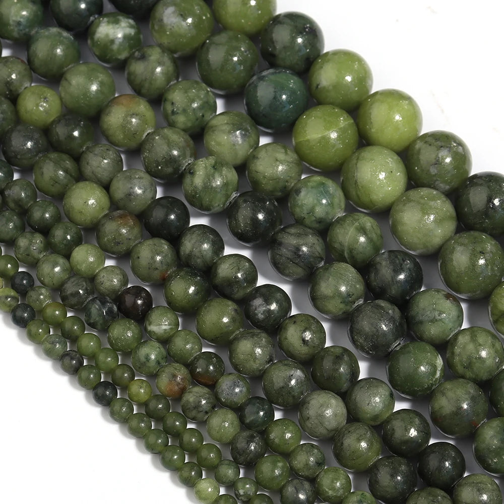 HQ Natural Deep Green Southern Jade Bead Strand (4/6/8/10/12mm)