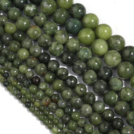 HQ Natural Deep Green Southern Jade Bead Strand (4/6/8/10/12mm)